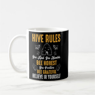 Taza De Café Hive Rules Bee Kind Bee Humble Bee Pun