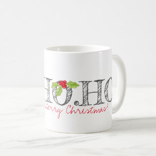 Taza De Café HO. HO. HO. Feliz Navidad Holly Festividad Textos