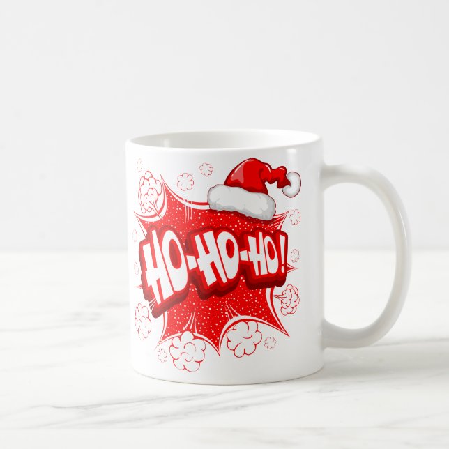 Taza De Café Ho Ho Ho Ho Ho atractiva santa riéndose blanco roj (Derecha)