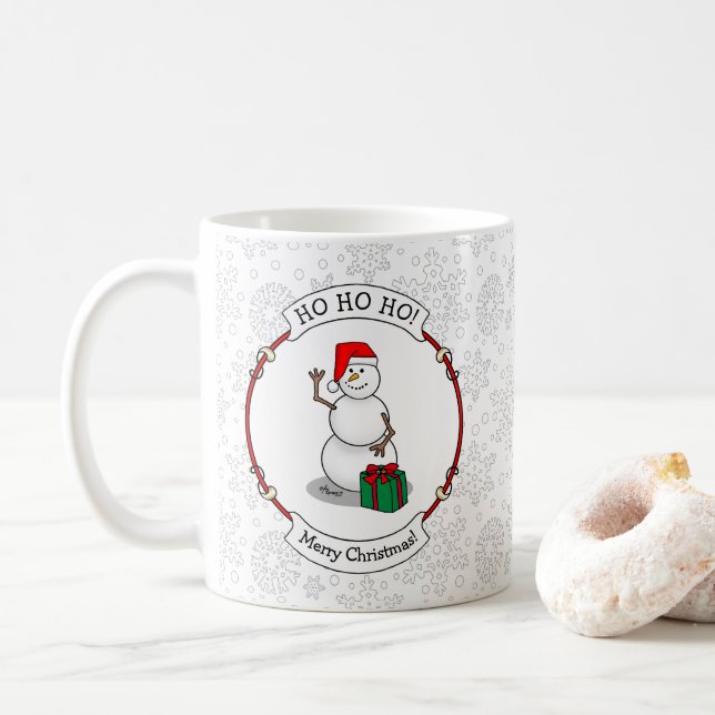 Taza De Café Ho Ho Ho Ho Ho Feliz Navidad Santa Cute Snowman (Con donut)