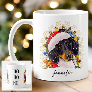 Taza De Café ¡Ho ho ho ho! Nombre personalizado de Dachshund Sa