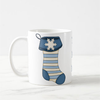 Taza De Café ¡HO HO HO! Navidades azules parados con copo de ni
