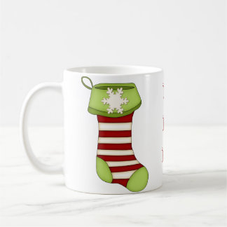 Taza De Café ¡HO HO HO! Navidades de rayas rojas levantándose+c