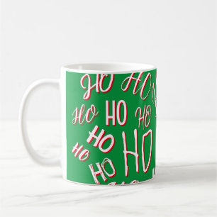 Taza De Café HO HO HO Navidades de texto patrón de texto rojo b