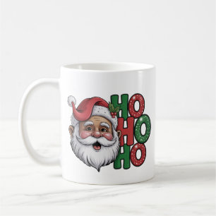 Taza De Café Ho Ho Ho Santa Negro Retro Vintage Brillo Divertid