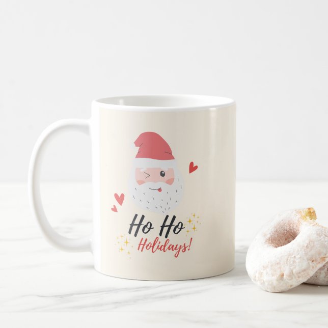Taza De Café Ho Ho Holidays Santa Face (Con donut)