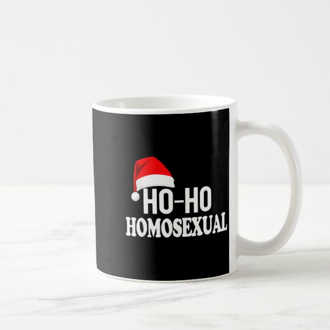 Taza De Café Ho Ho Homoual Funny Pride Christmas Holiday Design (Derecha)
