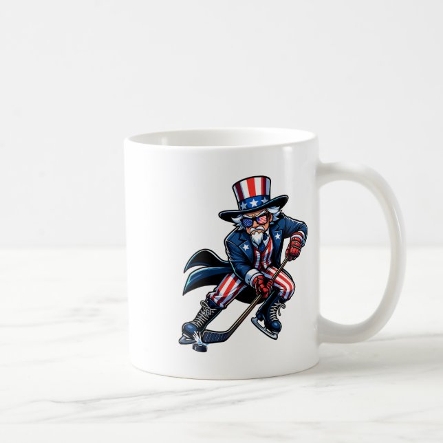 Taza De Café Hockey 4 De Julio Hombres Patrióticos Tío Sam (Derecha)