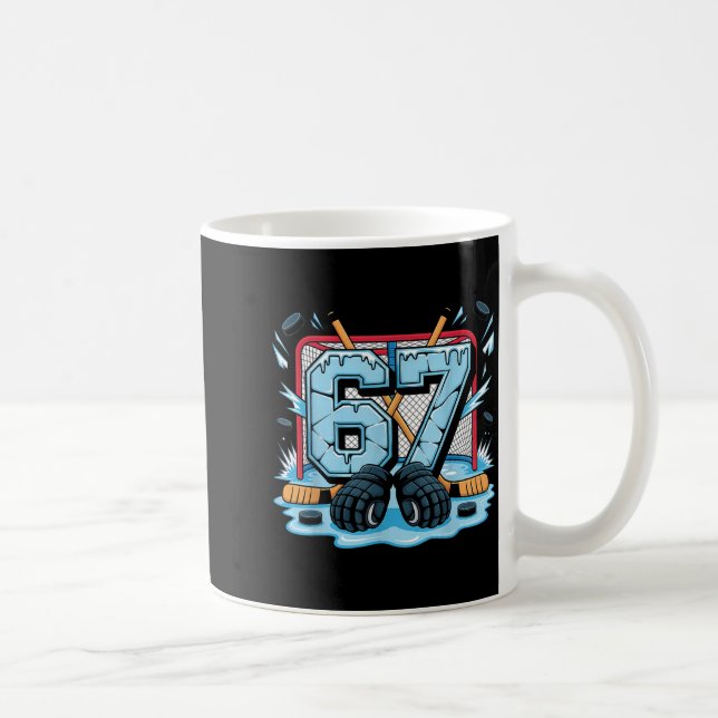 Taza De Café Hockey 67 Drip Ice Rink Gloves Meme Six Seven Srts (Derecha)