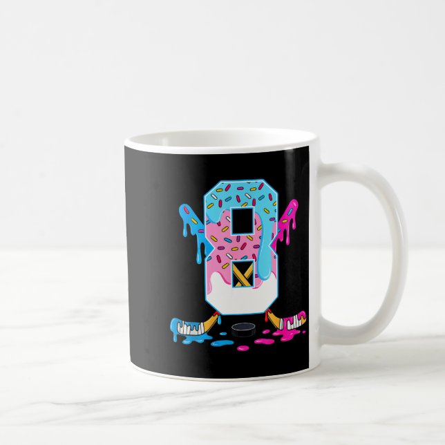 Taza De Café Hockey 8 Years Old Ice Cream Drip 8th Birthday Kid (Derecha)