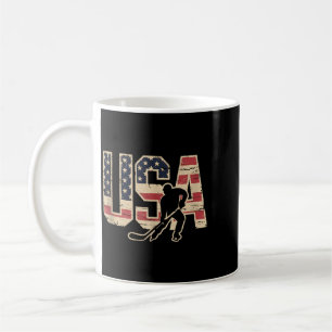 Taza De Café Hockey Bandera Americana