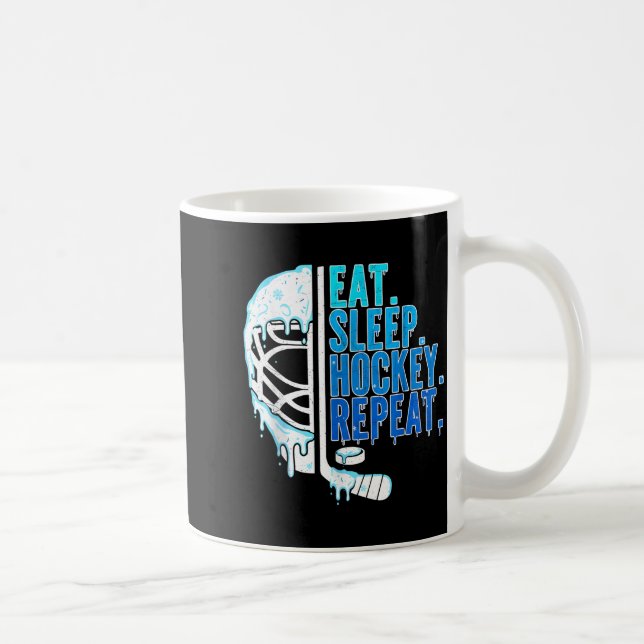 Taza De Café Hockey Ice Cream Drip Eat Sleep Hockey Repeat Boys (Derecha)