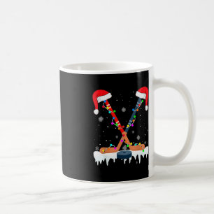 Taza De Café Hockey Santa Hat Navidades enciende divertidos chi