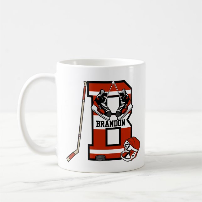 Taza De Café Hockey sobre hielo B inicial personalizado (Izquierda)