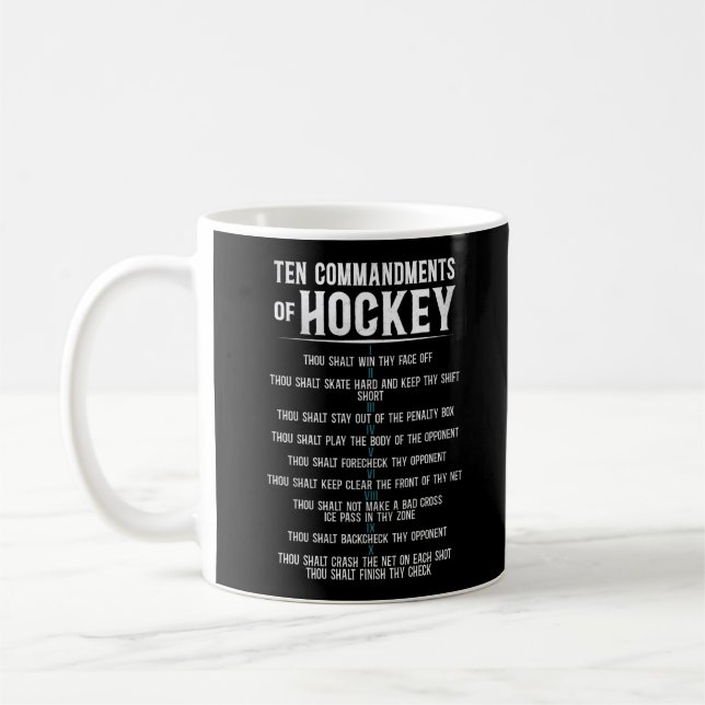 Taza De Café Hockey Sobre Hielo Diez Mandamientos De Hockey Vin (Izquierda)