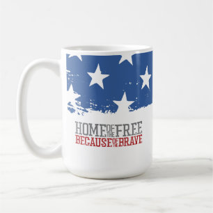 Taza De Café Hogar de los libres por los valientes bandera de E
