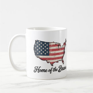 Taza De Café Hogar de los valientes 4 de julio Patriótico