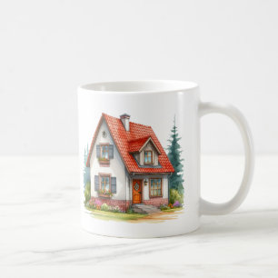 Taza De Café Hogar Dulce Hogar Acuarela Cabaña Cuta Casa