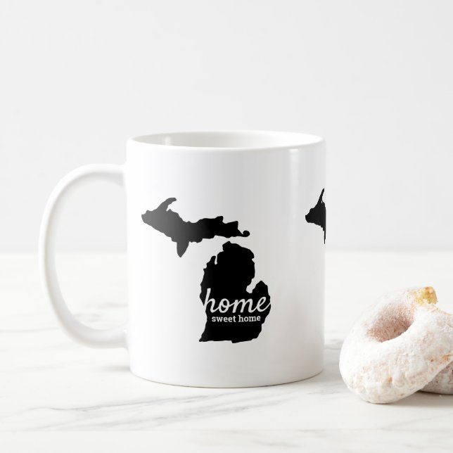 Taza De Café Hogar dulce hogar Michigan Silhouette (Con donut)