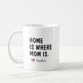 Taza De Café Hogar Es Donde Está Mamá Regalo Personalizado Para