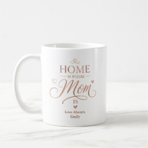 Taza De Café Hogar personalizado es donde está mamá Tipografía