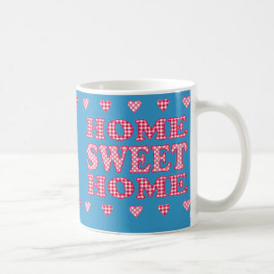 Taza De Café Hogar Sweet Home Mug: Rojo, Polkas Blancas y Gingh