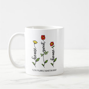 Taza De Café Hogar Sweet Home Nueva Flor de direcciones