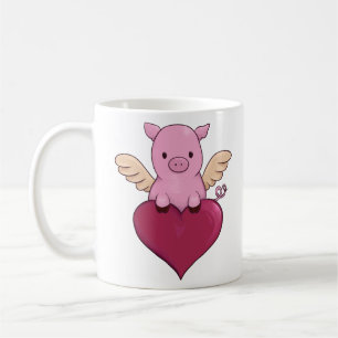 Taza De Café Hog's y besos de El día de San Valentín de cerdo