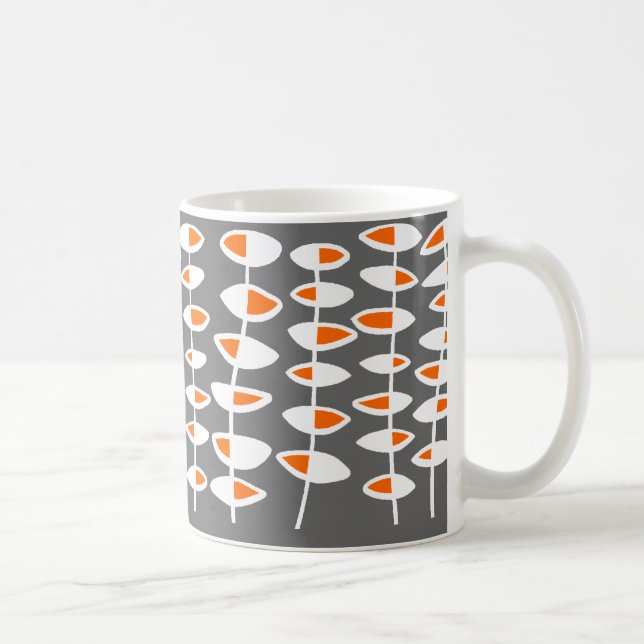 Taza De Café Hoja alterna - Blanco y Naranja en gris (Derecha)