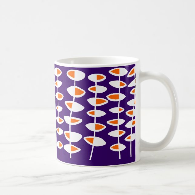 Taza De Café Hoja alterna - Blanco y Naranja en púrpura profund (Derecha)