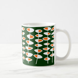 Taza De Café Hoja alterna - Blanco y Naranja en verde 003300