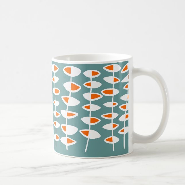 Taza De Café Hoja alterna - Blanco y Naranja en verde 669999 (Derecha)