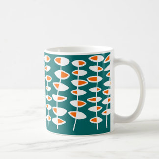 Taza De Café Hoja alterna - Blanco y Naranja en Verde azulada 0
