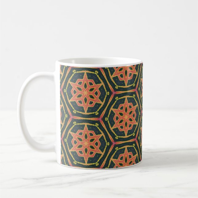 Taza De Café Hoja de crotón Kaleidoscópico - "Faceta" (Izquierda)