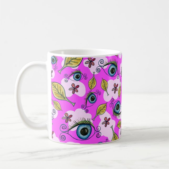Taza De Café Hoja De Flor De Ojo_Púrpura (Izquierda)