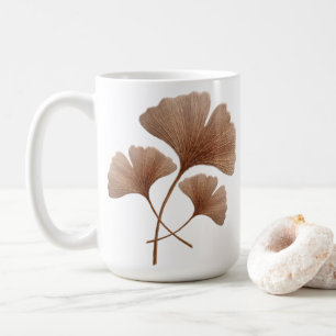 Taza De Café Hoja de Ginkgo marrón rojizo personalizada con nom
