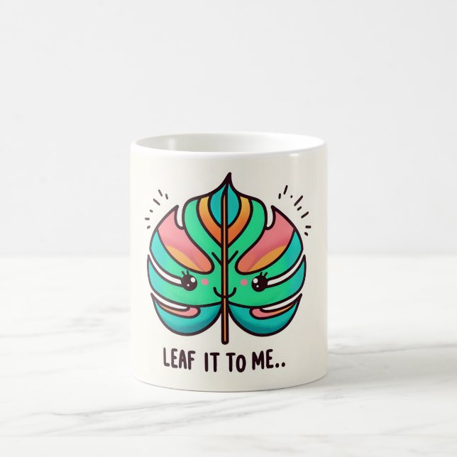 Taza De Café Hoja de monstera colorida (Centro)