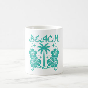 Taza De Café Hoja de Monstera Hibisco Palma Tropical de Playa