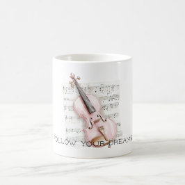 Taza De Café Hoja de música de violín rosa