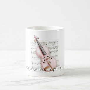 Taza De Café Hoja de música de violín rosa