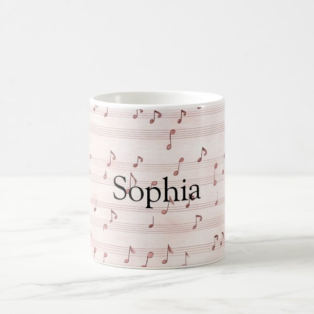 Taza De Café Hoja de notas musicales rosas (Centro)