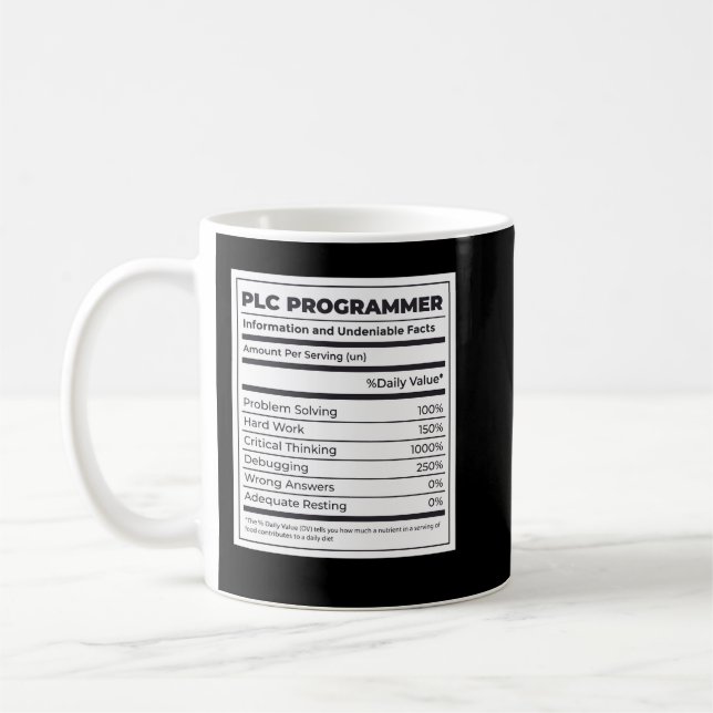 Taza De Café Hoja de nutrición de programadores (Izquierda)