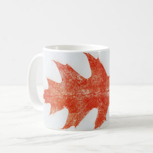 Taza De Café Hoja natural Imprimir roble rojo grande en rojo so
