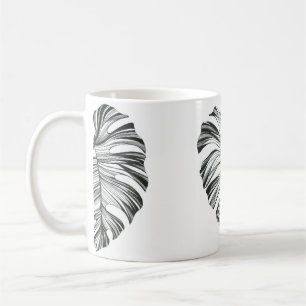 Taza De Café Hoja tropical. Planta de Monstera. Elemento natura