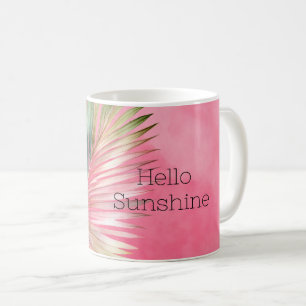 Taza De Café Hoja Tropical Rosa Verde