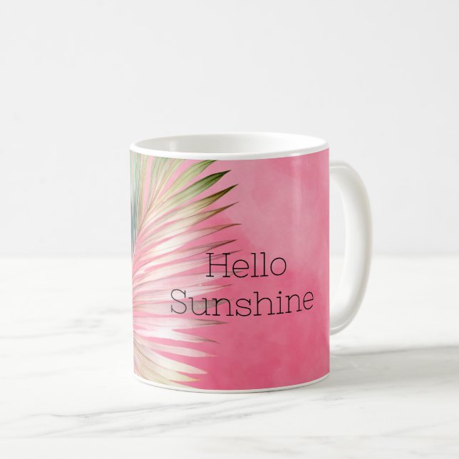 Taza De Café Hoja Tropical Verde Rosa (Anverso derecho)