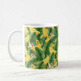 Taza De Café Hoja y Fruta Tropical Acuarela Pintada a Mano
