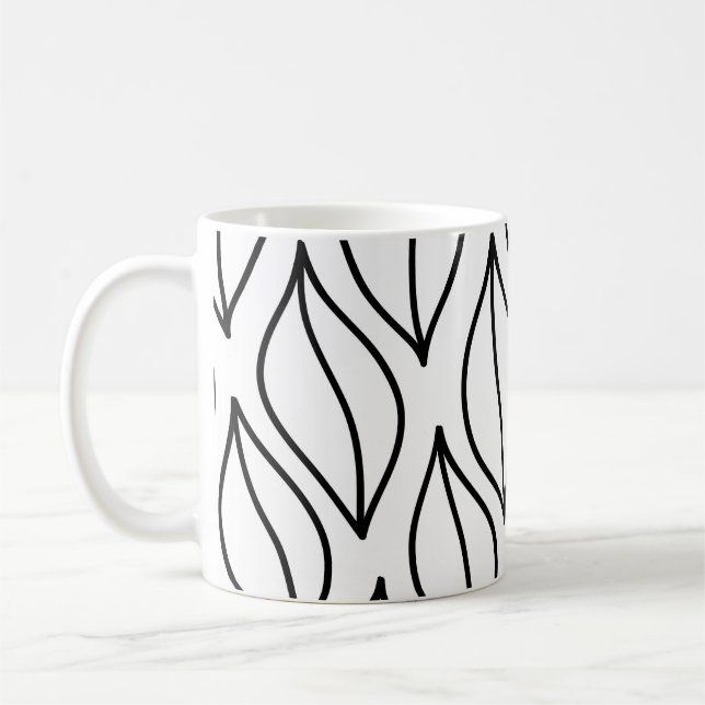Taza De Café Hojas abstractas. Estructura de época. Mar dibujad (Izquierda)