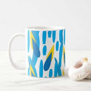 Taza De Café Hojas Azules Amarillas