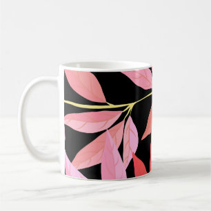 Taza De Café Hojas botánicas, colorido patrón sin costura.